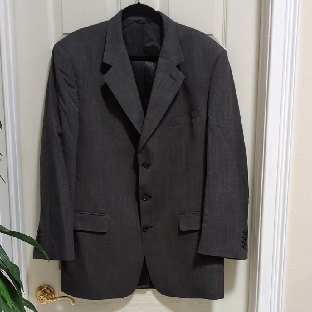 Goly LTD Custom Men's Dark Grey Tailored 100% Italian Wool Suit Single Vent 48R
